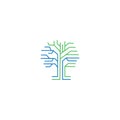 Microchip tree Logo. Digital Tree, technology, nature, wireless, internet, network, technologies, vector logo template. Logo of in Royalty Free Stock Photo