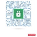 Microchip under protection color flat icon