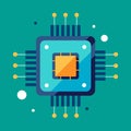 Microchip vector illustration. Microprocessor flat design. Royalty Free Stock Photo
