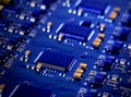 Microchips on a circuit board Royalty Free Stock Photo