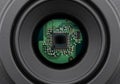 And microchips, indicating the internal workings of the camera sensor Royalty Free Stock Photo