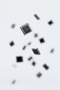 Floating Microchips on White Royalty Free Stock Photo