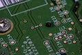 Microcircuit with tracks on the printed circuit board Royalty Free Stock Photo