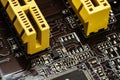 Microcircuit with tracks on the printed circuit board Royalty Free Stock Photo