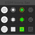 Microcircuits dark theme icons set