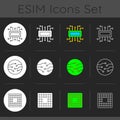 Microcircuits dark theme icons set