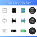 Microcircuits icons set