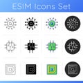 Microcircuits icons set