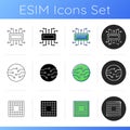 Microcircuits icons set