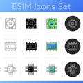 Microcircuits icons set