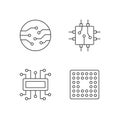 Microcircuits linear icons set