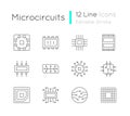 Microcircuits linear icons set Royalty Free Stock Photo