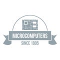 Microcomputers logo, simple gray style Royalty Free Stock Photo