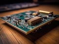 A microcontroller board with a programmable chip at its heart created with Generative AI