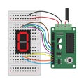 Microcontroller and breadboard circuit with 7-segment display