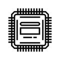 microcontroller electronic component line icon vector illustration