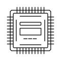 microcontroller electronic component line icon vector illustration