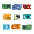microcontroller set cartoon vector illustration