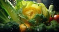 A microcosm of beauty, where dewdrops enhance the allure of fresh veggies