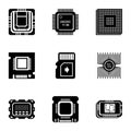 Microcrystal icons set, simple style