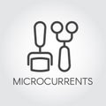 Microcurrent concept line icon. Beauty and cosmetology treatment. Correction, rejuvenation, anti-aging procedure