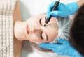 Microcurrent therapy for facial care. Cosmetologist doing face rejuvenation treatment