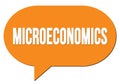 MICROECONOMICS text written in an orange speech bubble