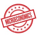 MICROECONOMICS text written on red vintage round stamp