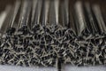 Microelectronics Concepts. Macro Shot of Long Straight PCB Connectors or Terminal Blocks Placed Bulk Over White
