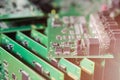 Microelectronics Concepts. Ready Automotive Printed Circuit Boards with Surface Mounted Components. A Few PCb Lying On Top of