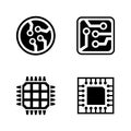 Microelectronics. Simple Related Vector Icons