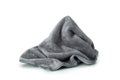 Microfiber cloth on pure white background. Dirty rag made from soft fabric with cleaner equipment