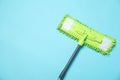 Microfiber mop on light blue background, top view. Space for text Royalty Free Stock Photo
