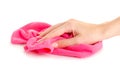 Microfibre cloth in hand Royalty Free Stock Photo