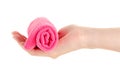 Microfibre cloth roll in hand Royalty Free Stock Photo
