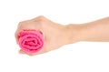 Microfibre cloth roll in hand Royalty Free Stock Photo