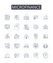 microfinance line icons collection. Crowd funding, Peer-to-peer lending, Angel investing, Venture capital, Social