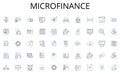 microfinance line icons collection. Partnership, Colleagues, Teamwork, Collaboration, Cohesion, Unity, Comrades vector