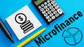 Microfinance is shown using the text and picture of money Royalty Free Stock Photo