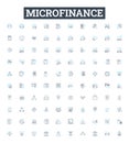 Microfinance vector line icons set. Microfinance, Loan, Finance, Banking, Credit, Investment, Poor illustration outline