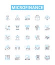 Microfinance vector line icons set. Microfinance, Loan, Finance, Banking, Credit, Investment, Poor illustration outline