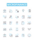 Microfinance vector line icons set. Microfinance, Loan, Finance, Banking, Credit, Investment, Poor illustration outline