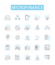 Microfinance vector line icons set. Microfinance, Loan, Finance, Banking, Credit, Investment, Poor illustration outline