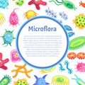 Microflora Poster and Bacteria Vector Illustration Royalty Free Stock Photo