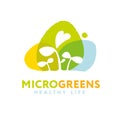 Microgreen Sprout Logo Illustration. Organic Nutrition Local Urban Farm Design Concept. Sustainable Supplement Vector