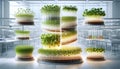 A microgreens growth time-lapse concept, Ai generated image Royalty Free Stock Photo