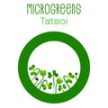 Microgreens Tatsoi. Seed packaging design, round element in the center