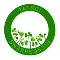 Microgreens Tatsoi. Seed packaging design, round element in the center