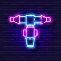 Microjet adapter neon icon. Irrigation system, watering system, hose and accessories glowing sign. Vector illustration for design