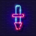 Microjet adapter neon icon. Irrigation system, watering system, hose and accessories glowing sign. Vector illustration for design Royalty Free Stock Photo